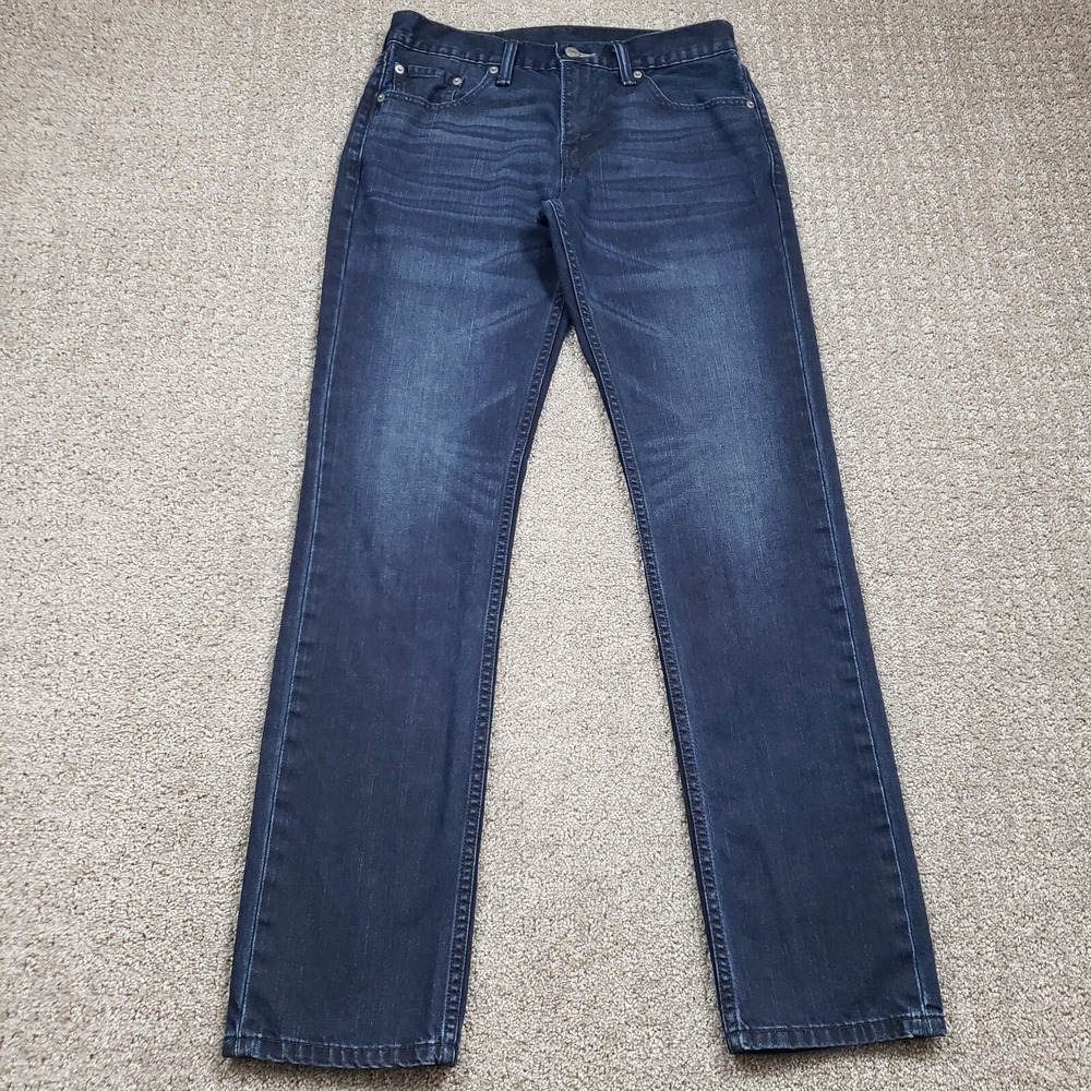 LEVIS Jeans Mens 30x32 (29x30) Blue 511 Slim Straight Dark Soft Whiskers Fade